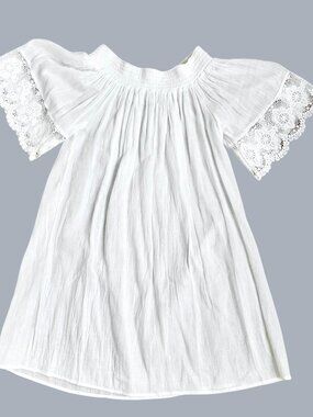 Alexis Dress White Cotton Short Sleeves Lace (S)